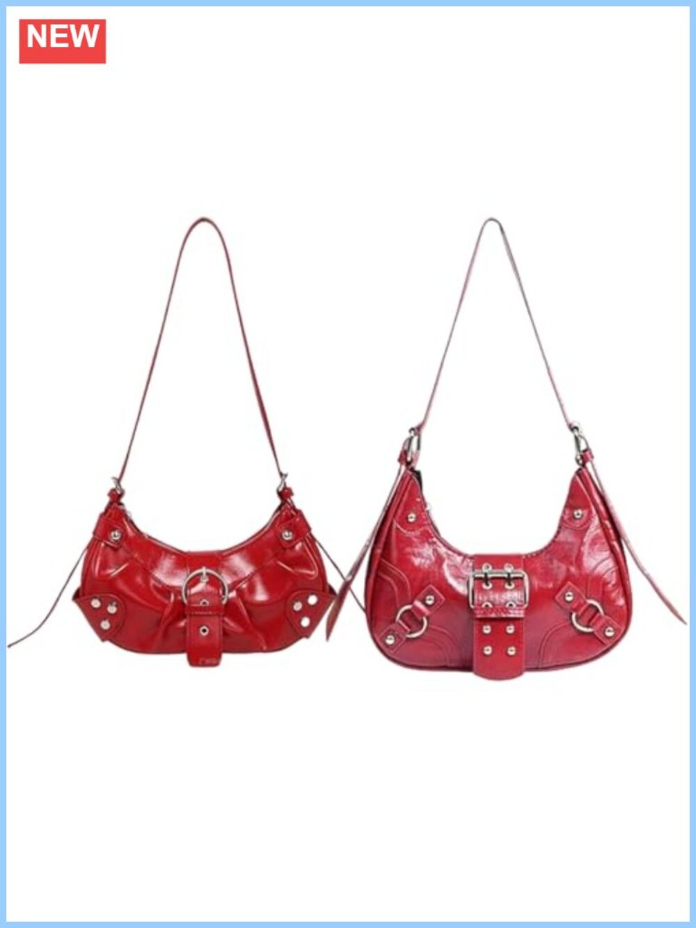 Y2K Faux Leather Shoulder Tote Handbag Adjustable Strap Clutch Hobo Bag